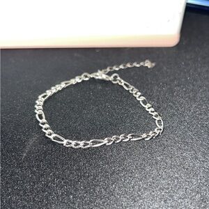 Sterling Silver Figaro Chain Bracelet - Silver